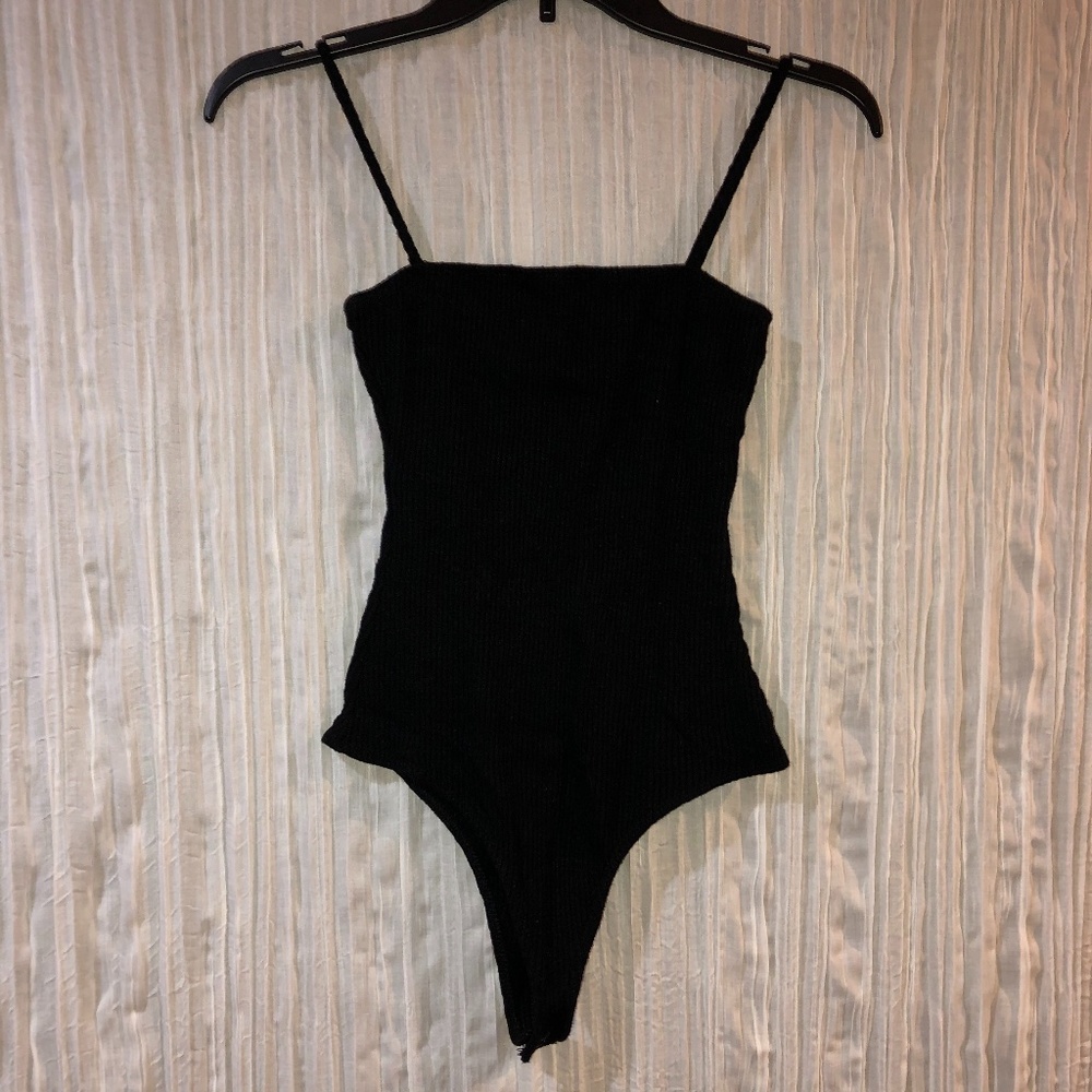 Black Ribbed Bodysuit